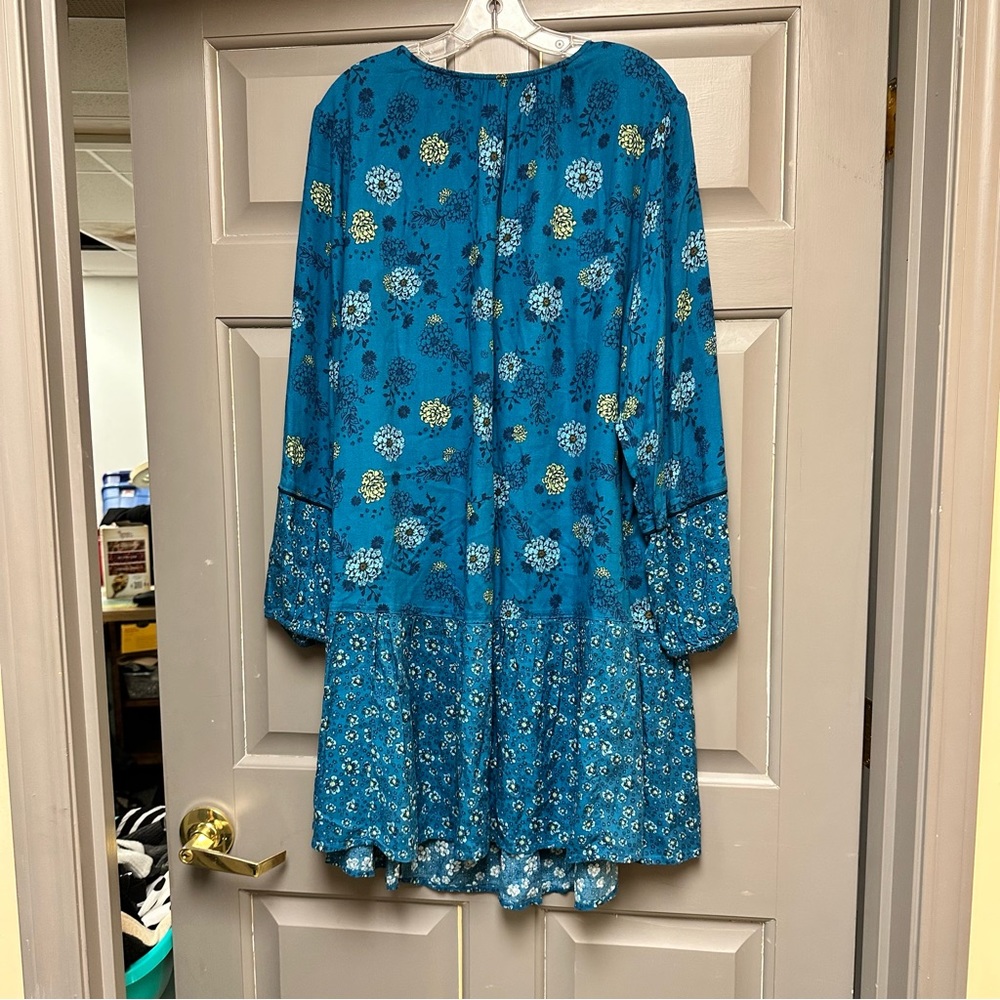 Sonoma Boho Floral Dress Blue Size 1X NWT Peasant Prairie Tiered Flowy Tunic - Picture 9 of 11